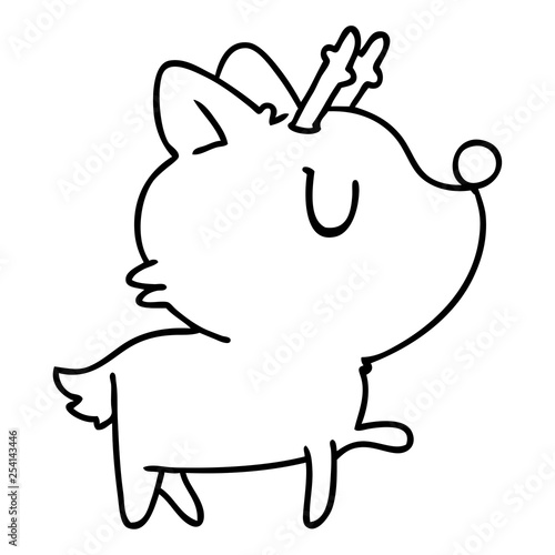 line drawing of  kawaii cute deer