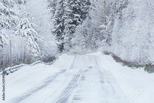 Landscape overlooking the road in winter © grek881