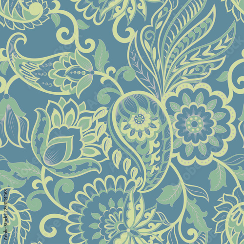Paisley style Floral seamless pattern. Ornamental Damask background