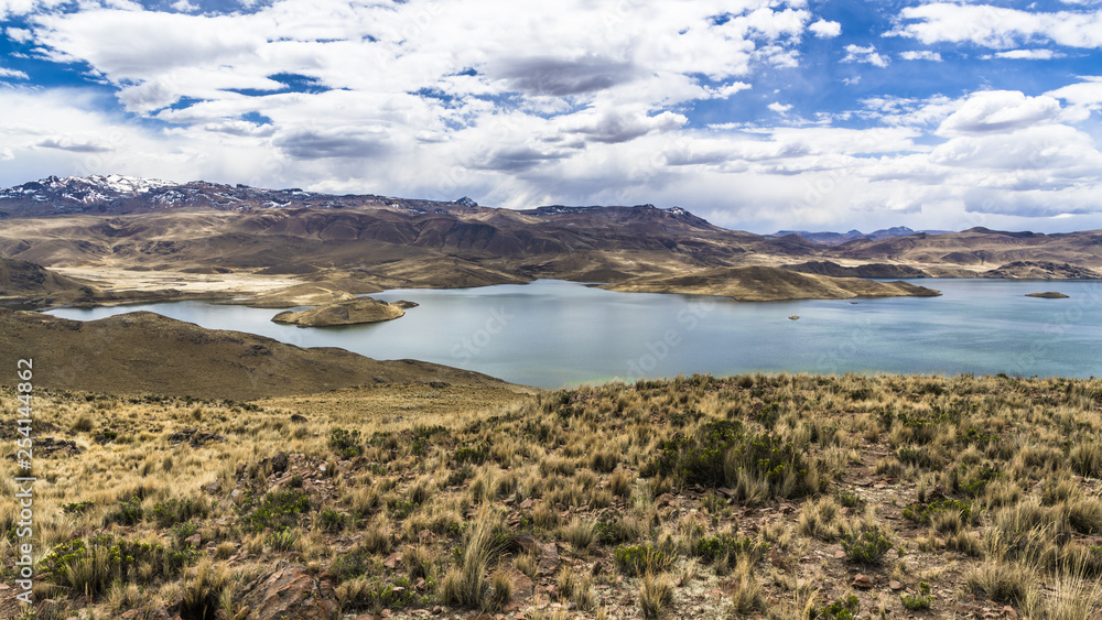 A view of the lake Lagunillas with a low hill A view of the lake Lagunillas with a low hill