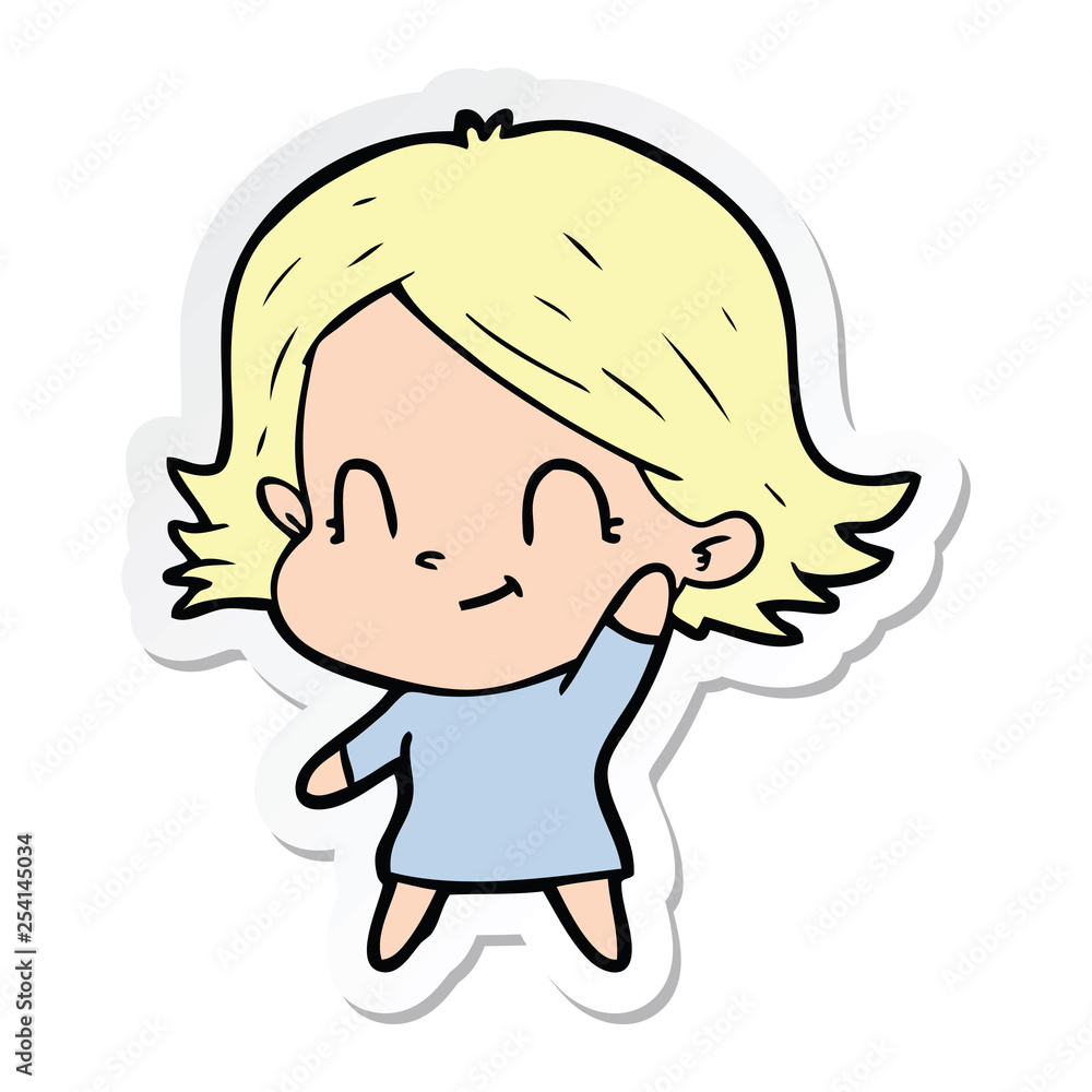 sticker of a cartoon friendly girl sticker of a cartoon friendly girl