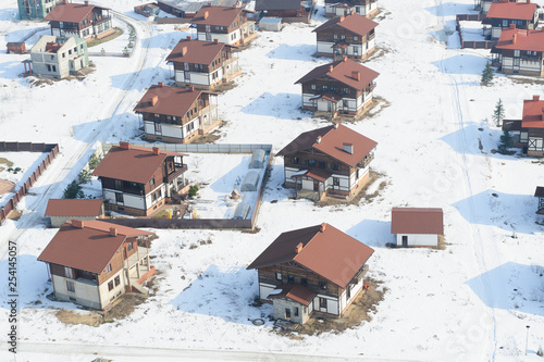 Close-up view of the holiday village, identical houses