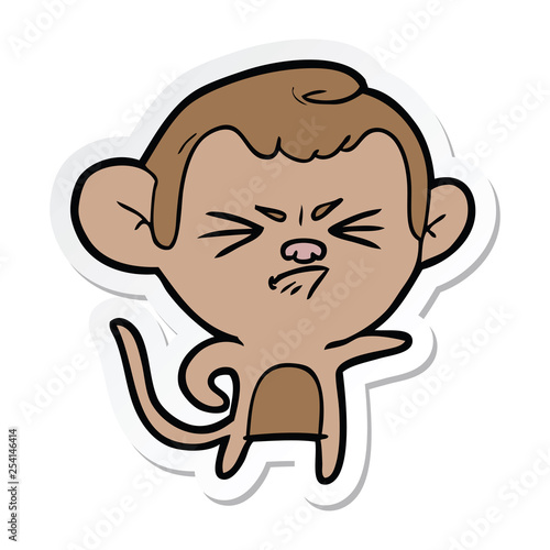 sticker of a cartoon annoyed monkey