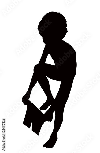 boy wearing his pants, silhouette vector