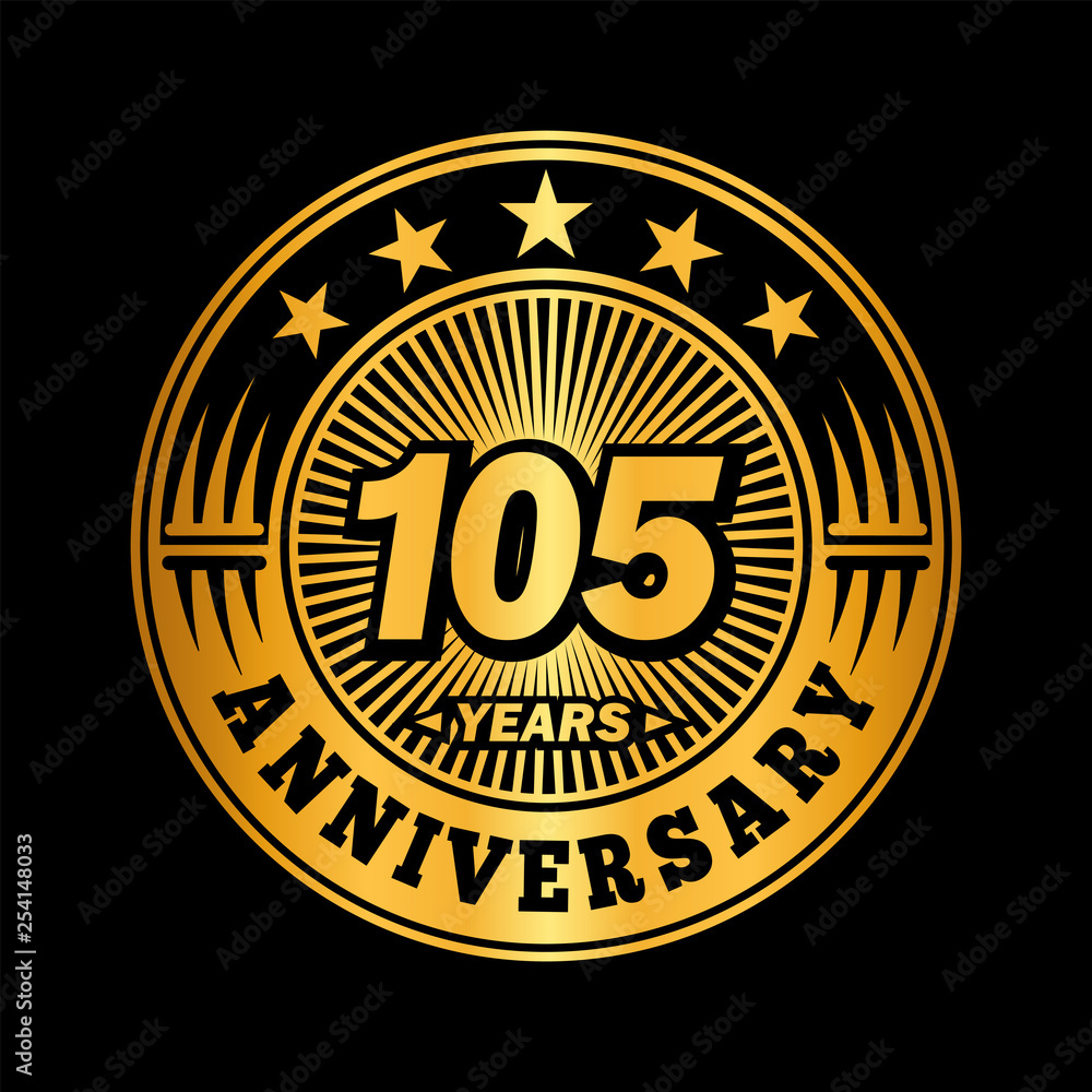 105 years anniversary. Anniversary logo design. Vector and illustration.