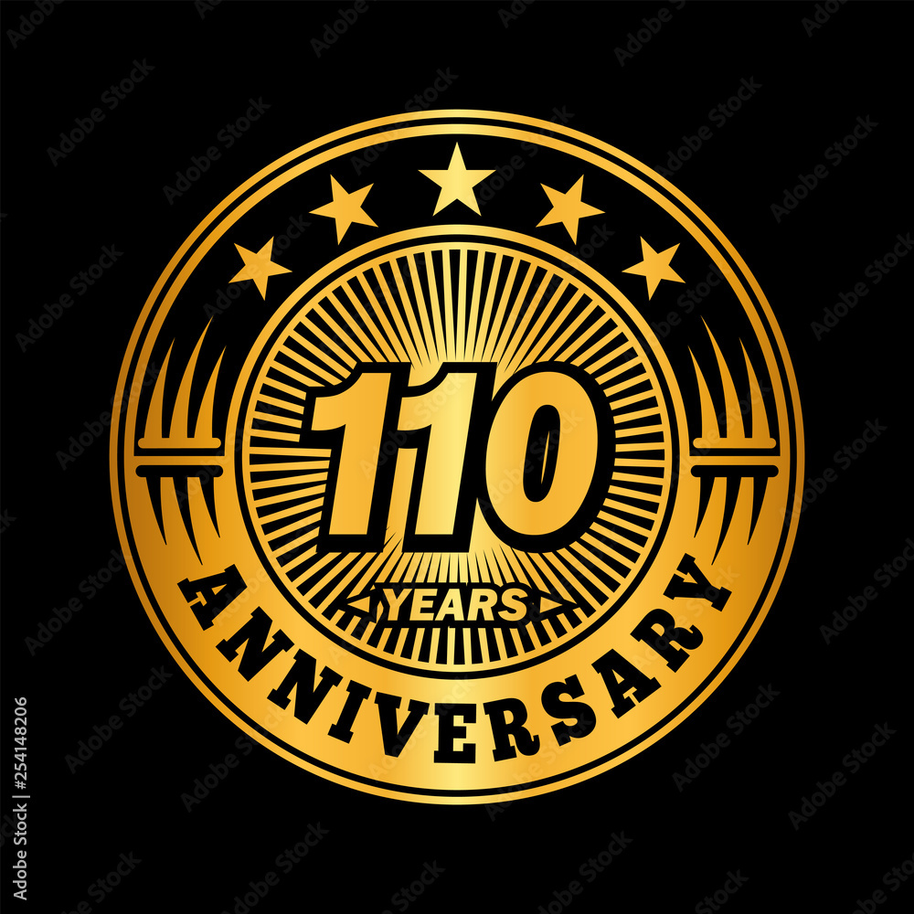 110 years anniversary. Anniversary logo design. Vector and illustration.