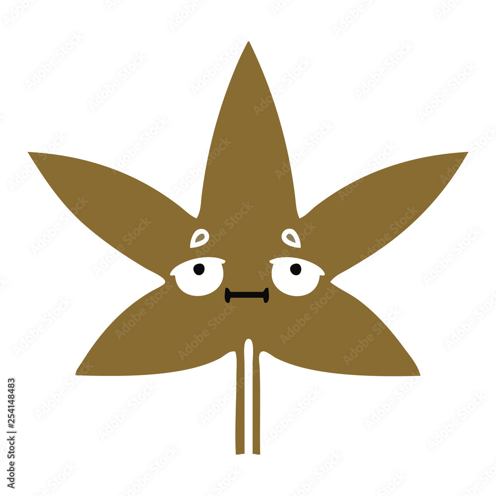 flat color retro cartoon autumnal leaf flat color retro cartoon autumnal leaf