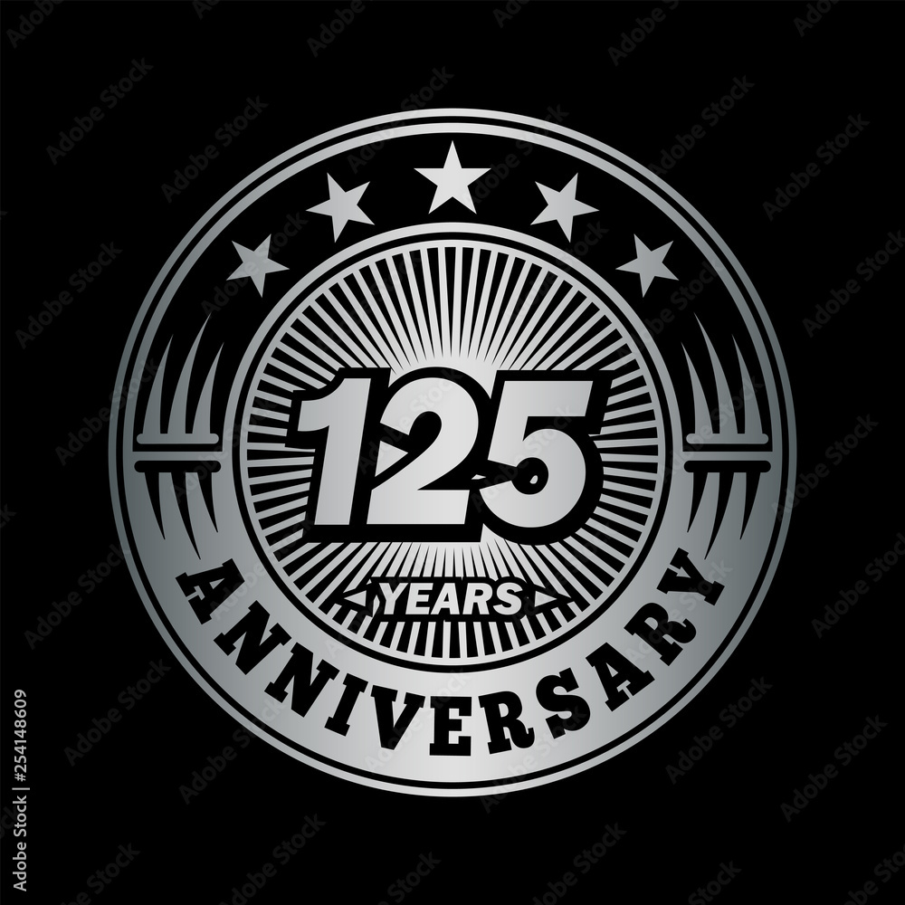 125 years anniversary. Anniversary logo design. Vector and illustration.