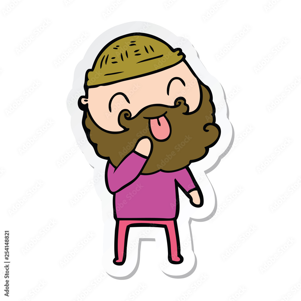 sticker of a man with beard sticking out tongue sticker of a man with beard sticking out tongue