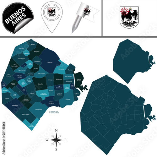 Map of Buenos Aires City with Barrios