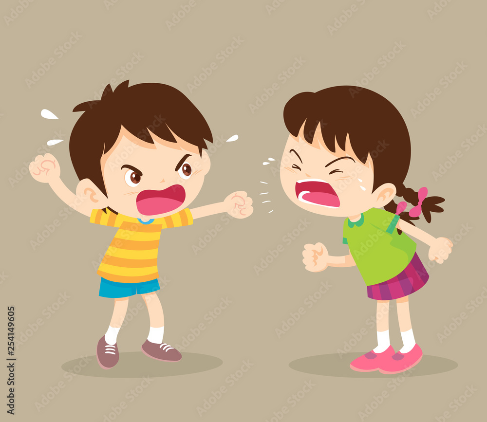 angry  student boy and girl are quarreling