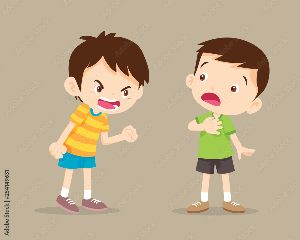 angry boy shouting at friend angry boy shouting at friend