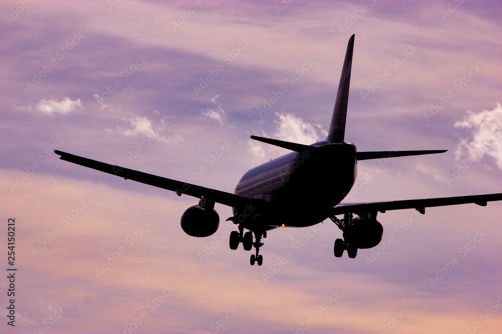 Passenger aircraft landing gear landing at the airport Passenger aircraft landing gear landing at the airport