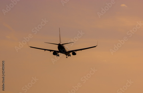 Passenger aircraft landing gear landing at the airport