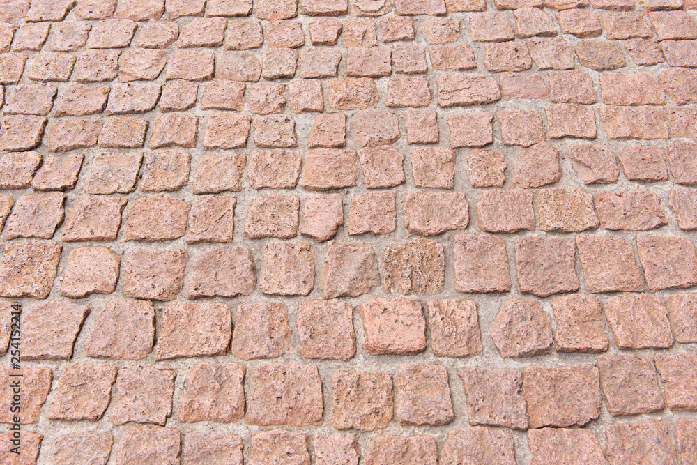 red stone paved pavement