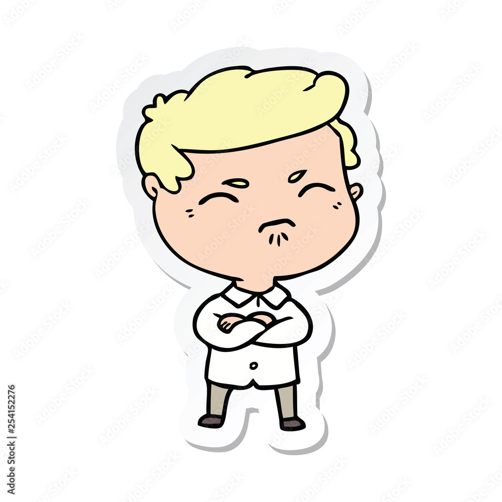 sticker of a cartoon annoyed man sticker of a cartoon annoyed man