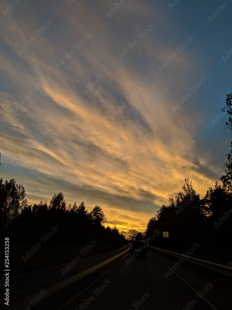 sunset on the road sunset on the road