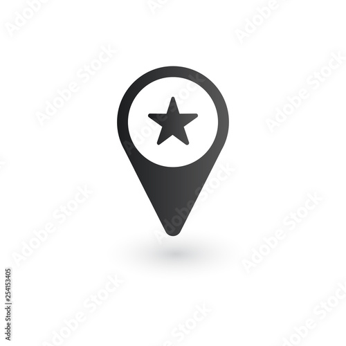 Location Pin with star. Map...