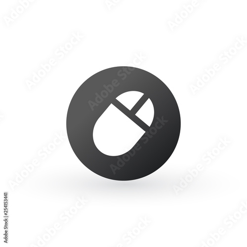 computer mouse icon on roun...
