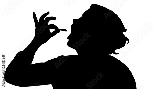 woman eating head  silhouette vector