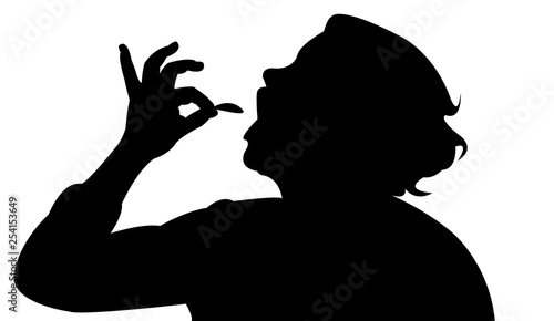 woman eating head, silhouette vector