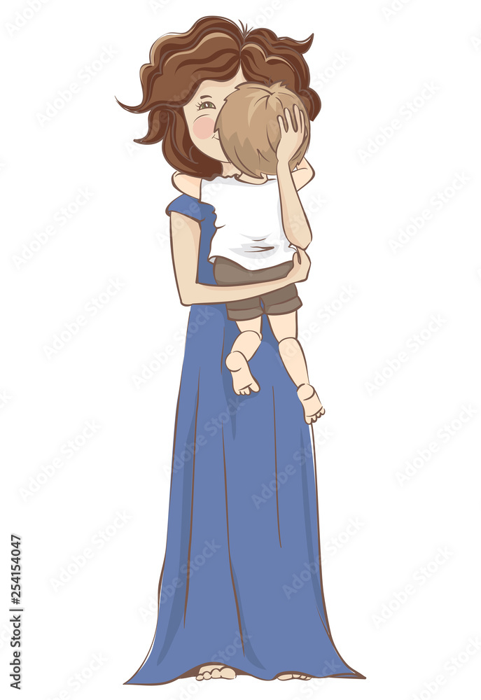 Mother with son. Vector illustration, Mom with a baby in her arms. Mother with son. Vector illustration, Mom with a baby in her arms.
