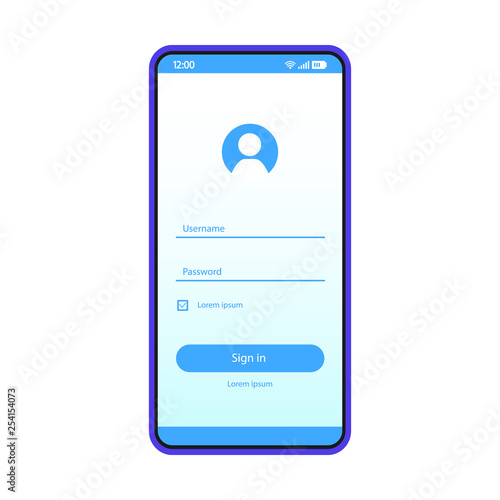 Sign in smartphone page vector template