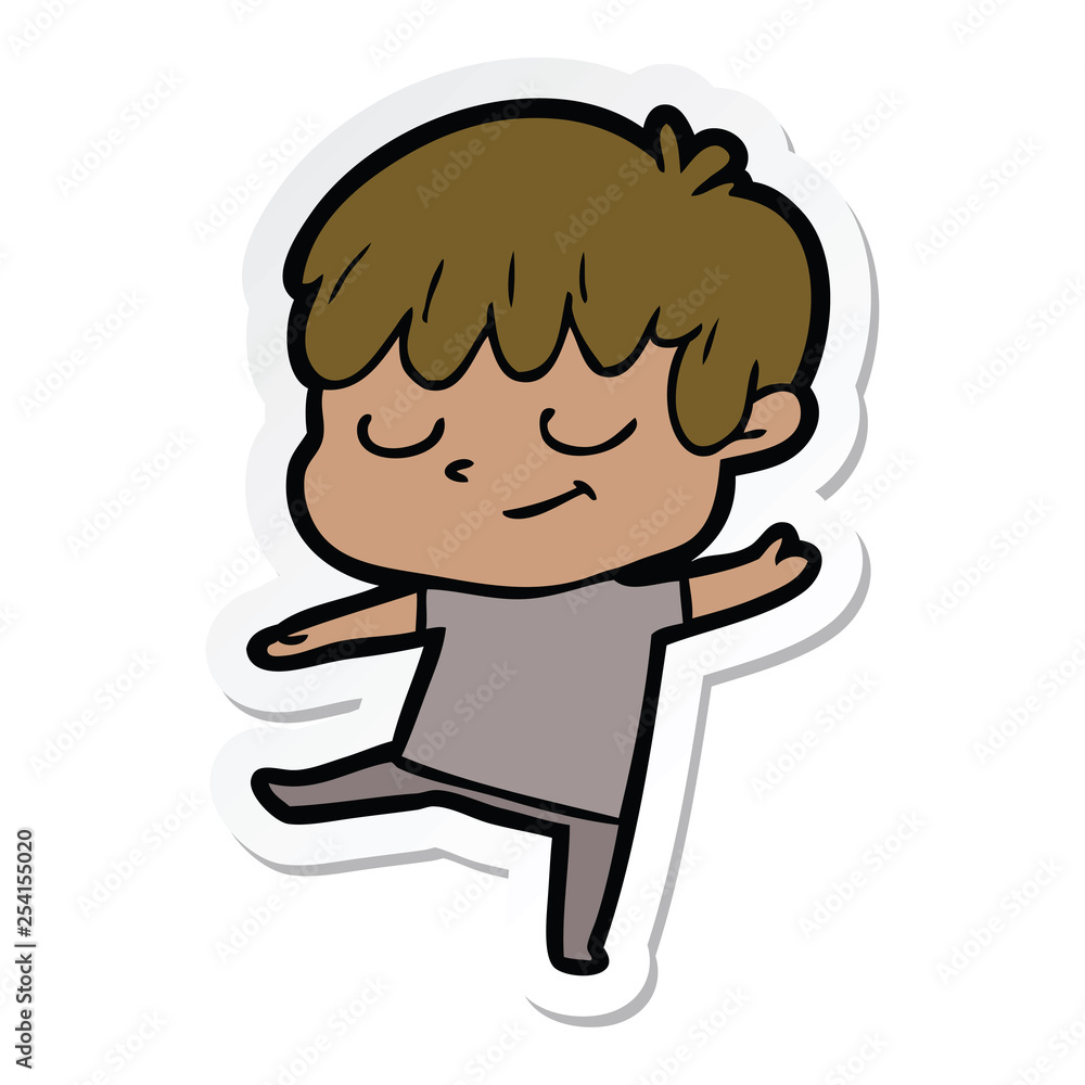 sticker of a cartoon happy boy sticker of a cartoon happy boy