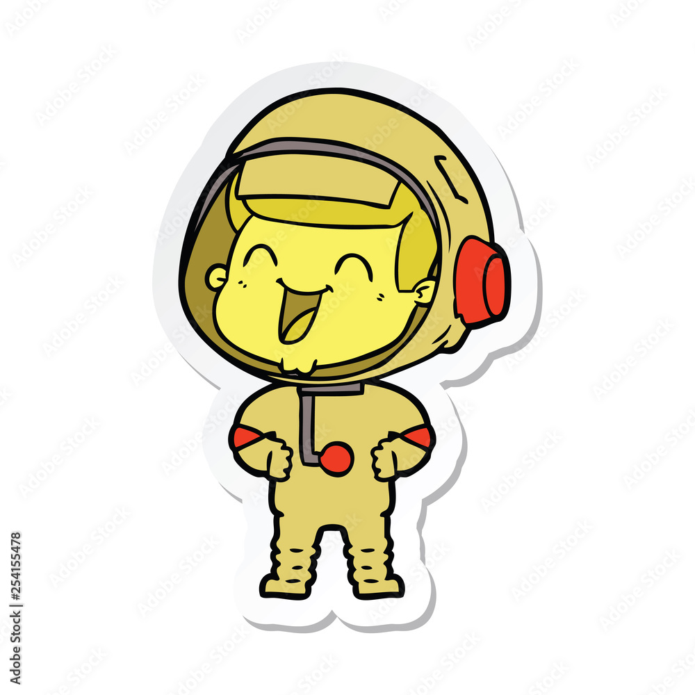 Fototapeta premium sticker of a happy cartoon astronaut