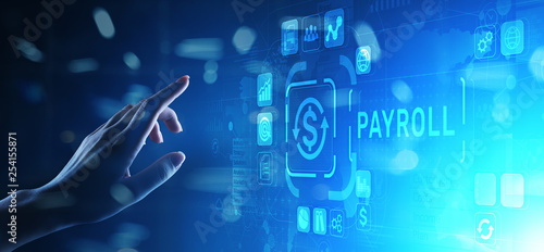 Quadro su tela Payroll Business finance concept on virtual screen.