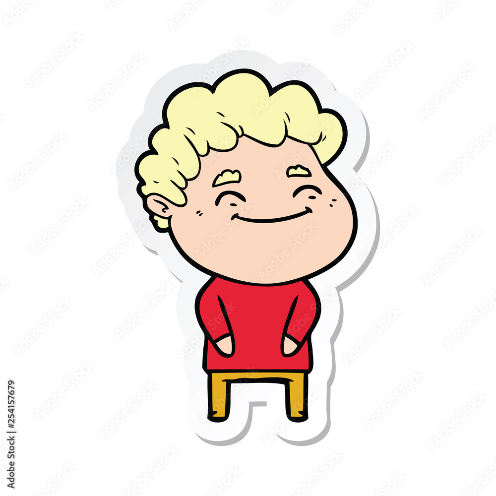 sticker of a cartoon friendly man sticker of a cartoon friendly man