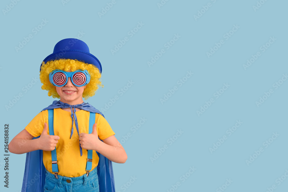 Little boy superhero shows gesture ok Little boy superhero shows gesture ok