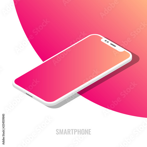 Modern smartphone isometric vector illustration.