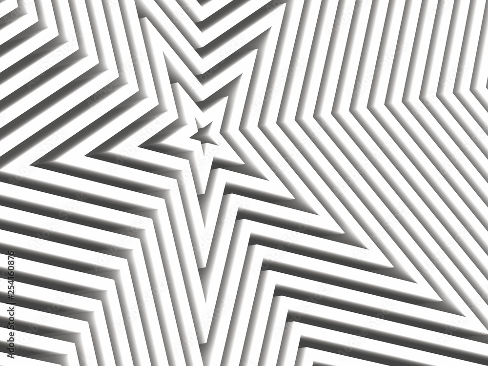  abstract light geometric background with stars shapes, 3d rendering, white style