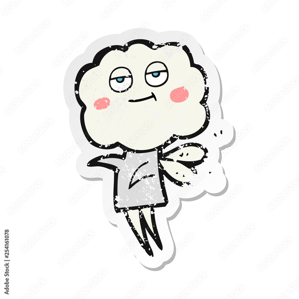 retro distressed sticker of a cartoon cute cloud head imp retro distressed sticker of a cartoon cute cloud head imp