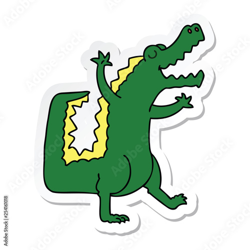 sticker of a quirky hand drawn cartoon crocodile