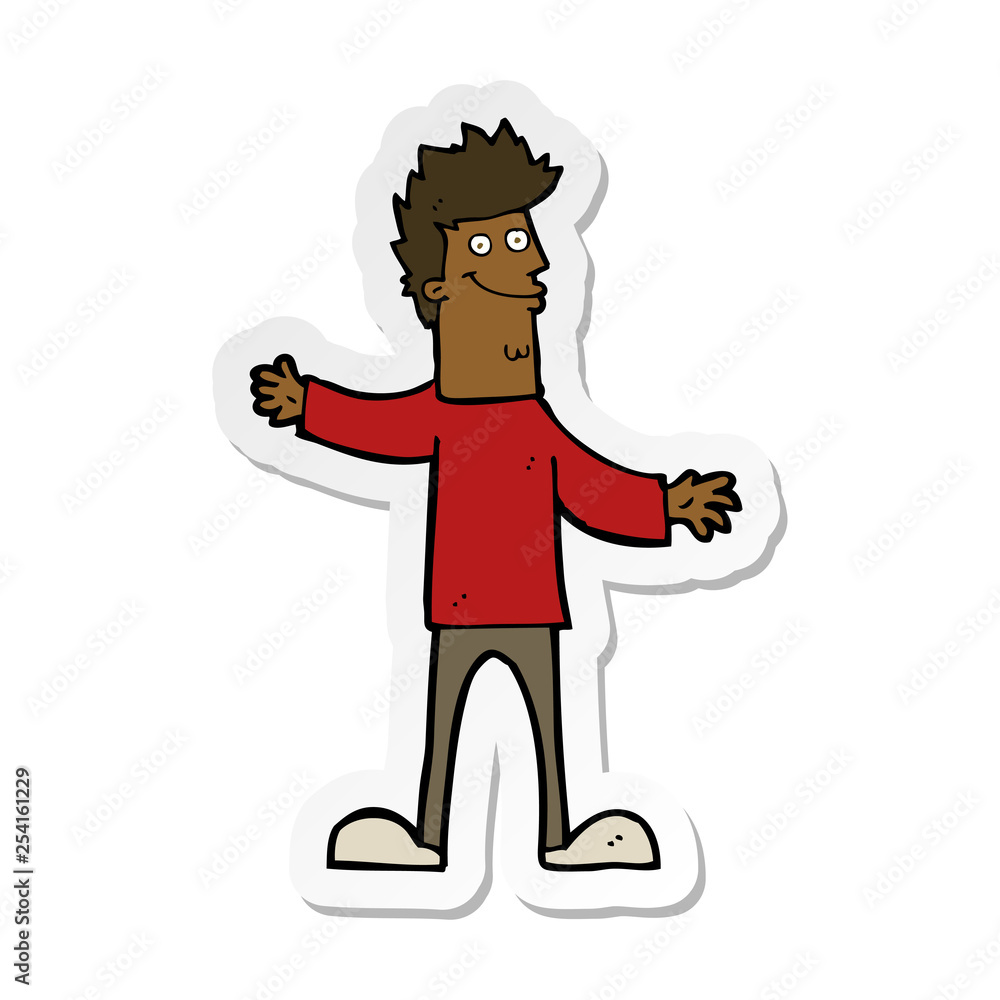 sticker of a cartoon happy man