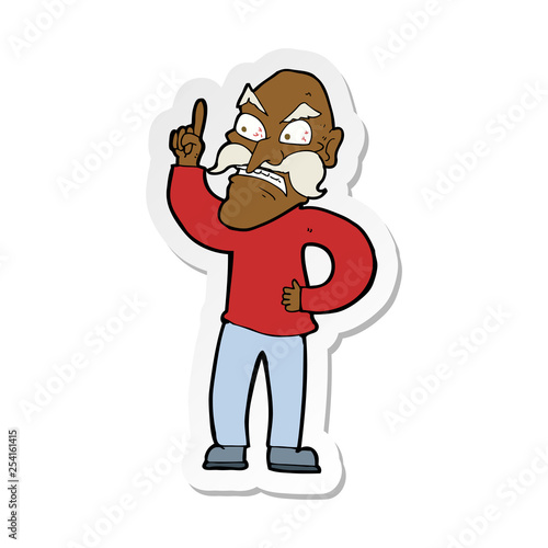 sticker of a cartoon old man laying down rules