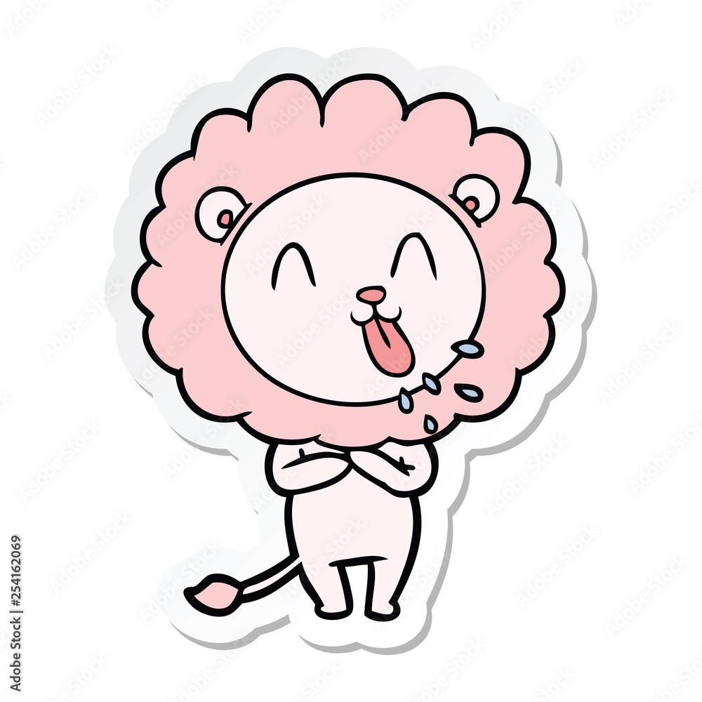 sticker of a happy cartoon lion sticker of a happy cartoon lion
