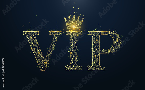 VIP icon from lines, triangles and particle style design. Illustration vector