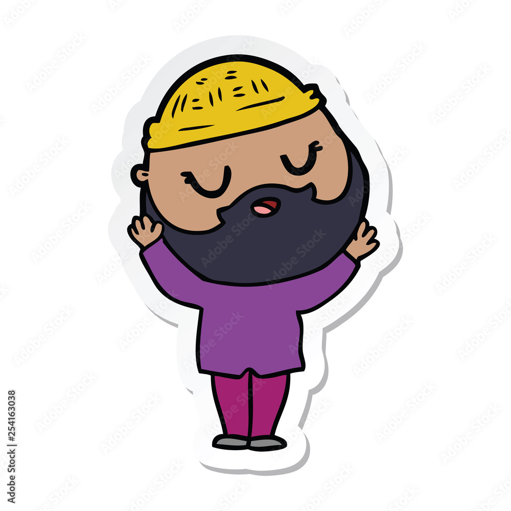 sticker of a cartoon man with beard