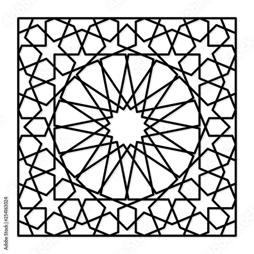 Template for laser cutting. Decorative panel with oriental geometric pattern.
