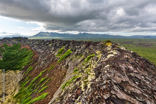 Southern part of Eldborg volcano crater in  Vesturland region of Iceland photo