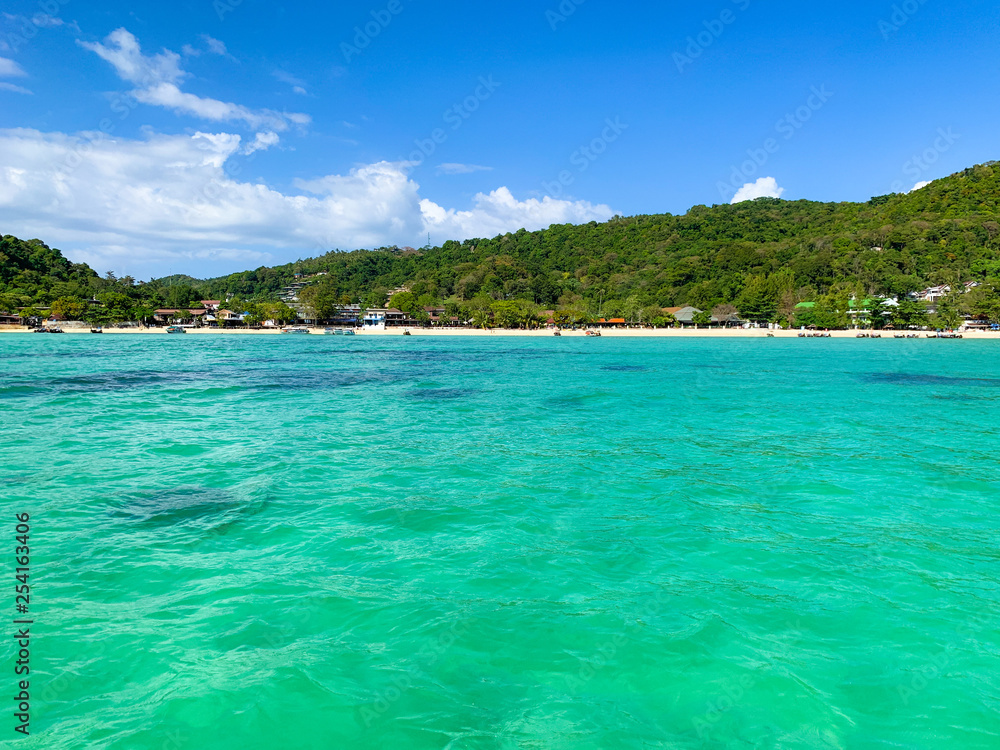 Phi Phi don island Thailand, beautiful tropical beach, turquoise water