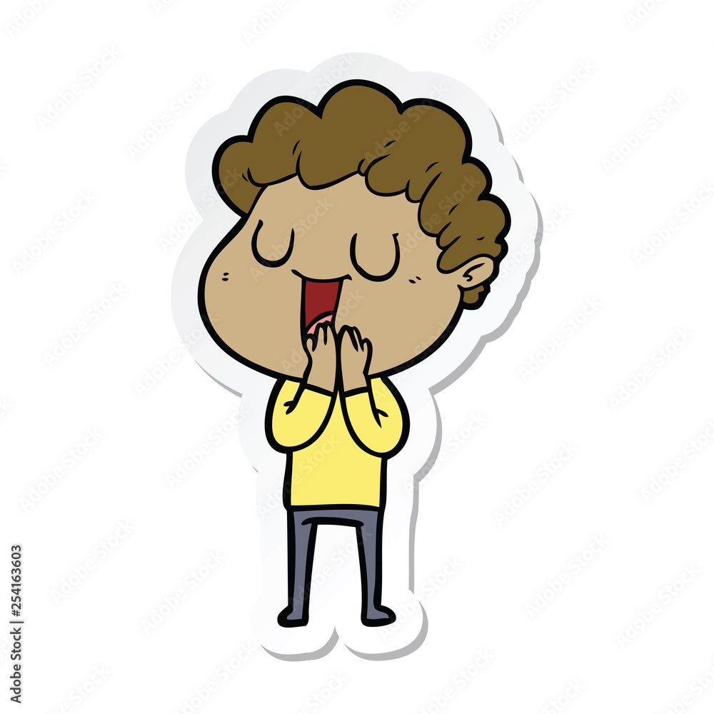 sticker of a laughing cartoon man sticker of a laughing cartoon man
