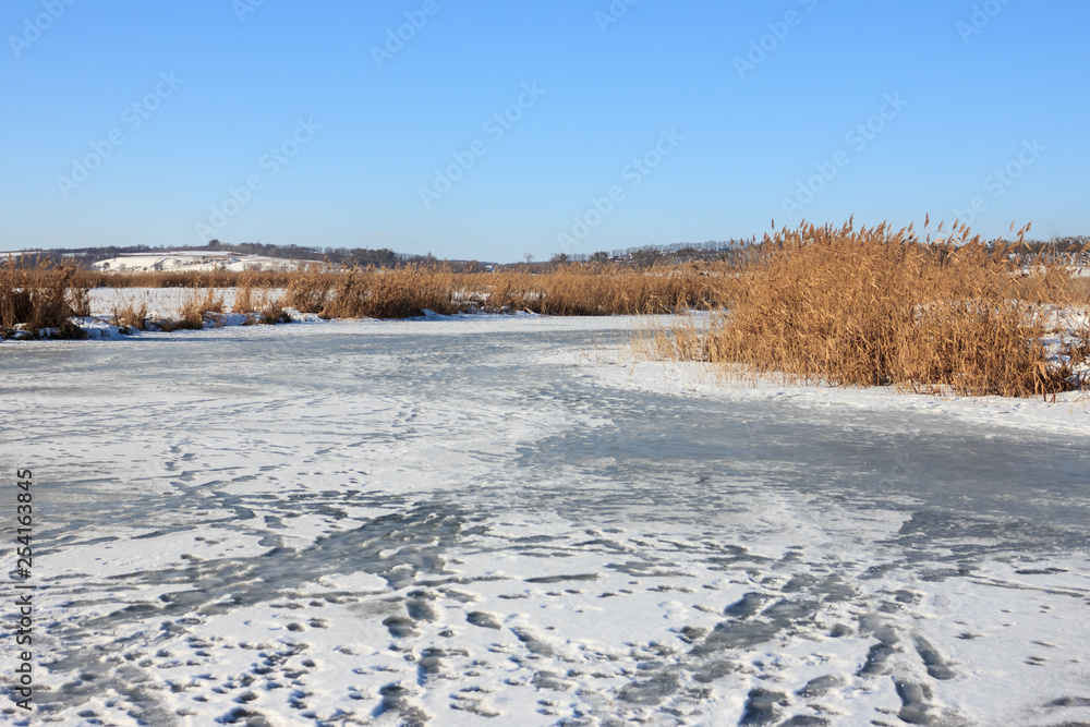 Blue sky and white snow. Beautiful winter landscape. Blue sky and white snow. Beautiful winter landscape.