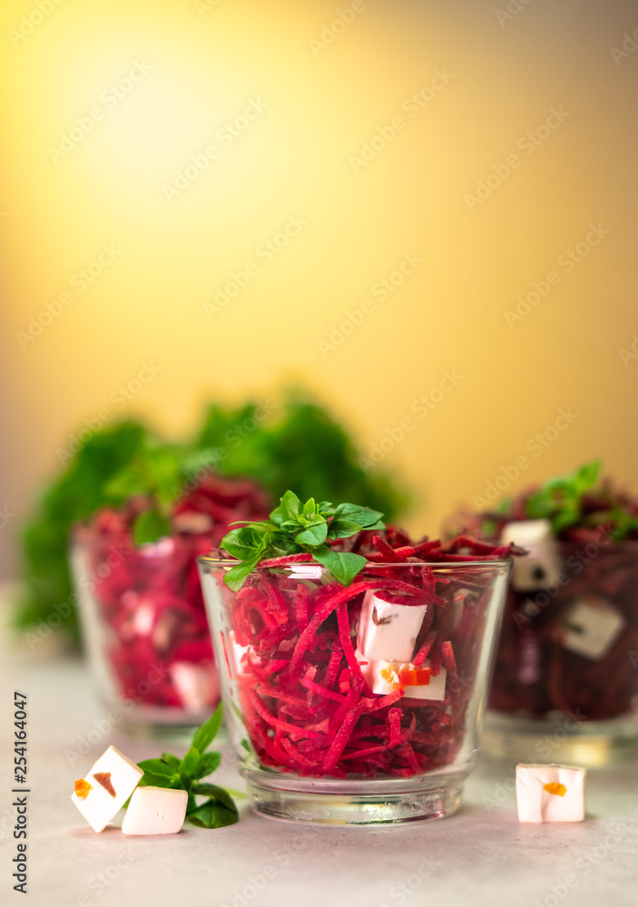 Healthy organic beet salad with greens Healthy organic beet salad with greens