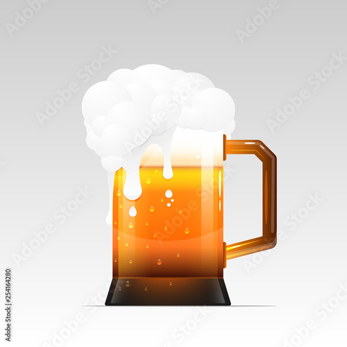 Vector illustration of a mug of beer on white.