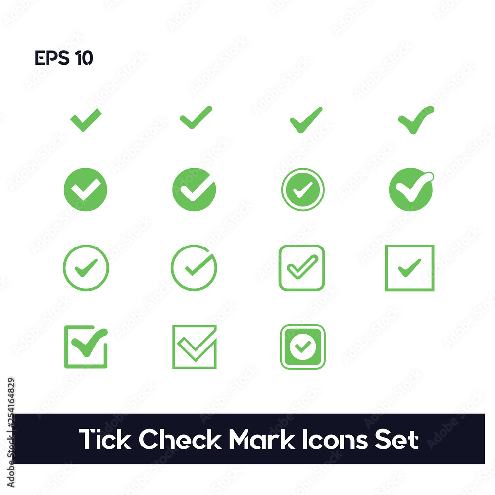 Tick Check Mark Icons Set. Ui/Ux. White Background. Premium quality. Tick Check Mark Icons Set. Ui/Ux. White Background. Premium quality.