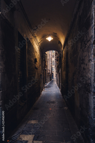 Narrow streets of Genoa city in Italy © Sergey Bogomyako